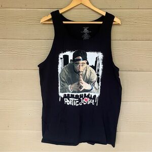 Black Poetic Justice Graphic Tank Top Tupac Mens Large Tank Shirt